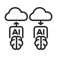 AI Cloud Sync Line Icon for App Website Infographic Technology