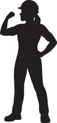 Female factory worker silhouette, empowerment concept