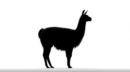 Obraz premium Llama Silhouette: A striking silhouette of a llama is gracefully poised, capturing the animal's distinctive profile against a bright backdrop, evoking a sense of minimalism.