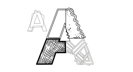 Stunning letter A with creative textured designs and patterns