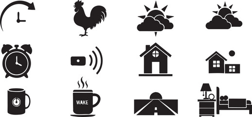 Naklejka premium collection of black icons on white background