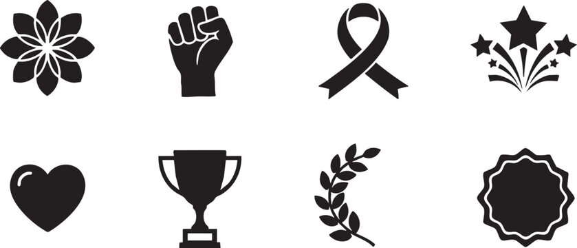 collection of black icons on white background