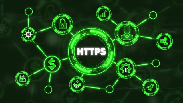 H T P S Secure Network Connection Web Security Online Safety Green Neon Lights https