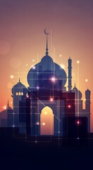 Beautiful Mosque at Sunset Time.