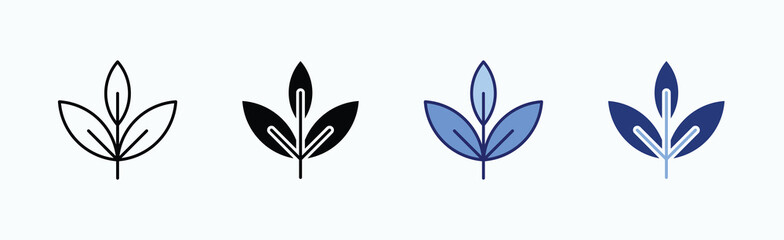 Fototapeta premium Leaf Icon Sheet Multiple Style Collection Isolated Vector