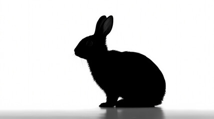 Obraz premium Rabbit Silhouette: A captivating silhouette of a rabbit against a bright backdrop, evoking curiosity and highlighting the animal's delicate form.