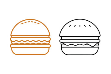 Burger Line Icon Silhouette Vector Illustration Fast Food Restaurant symbol Design
