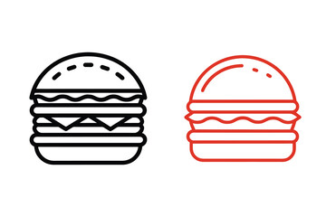 Burger Line Icon Silhouette Vector Illustration Fast Food Restaurant symbol Design