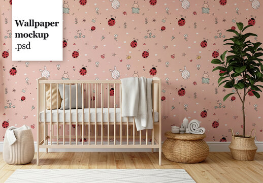 Nursery wallpaper mockup