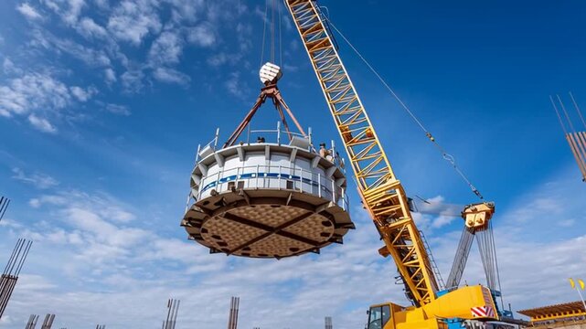 construction site crane lifting load