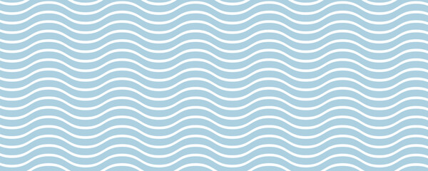 Seamless Wave Pattern, Hand drawn water sea vector background. Wavy beach print, curly grunge paint lines,