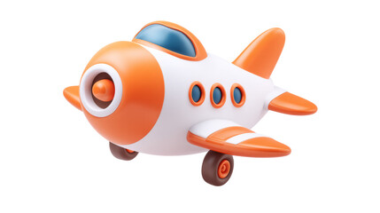 Fototapeta premium Fancy airplane, funny design in the air, white background
