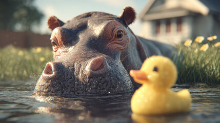 Fototapeta premium hippo with dug