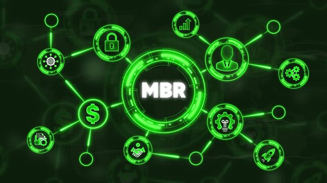 M B R Master Boot Record Cybersecurity Network Green Neon Lights