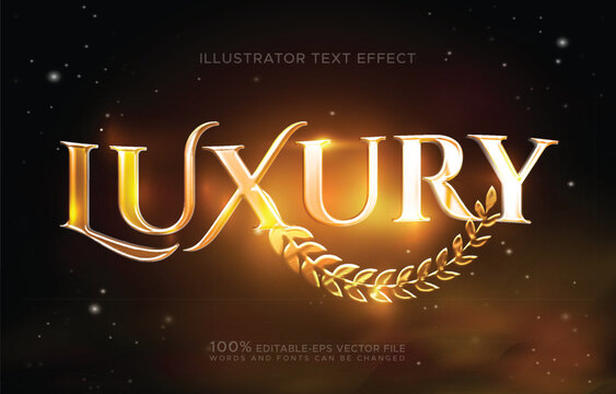 Golden Luxury Text Effect with Elegant Laurel Wreath