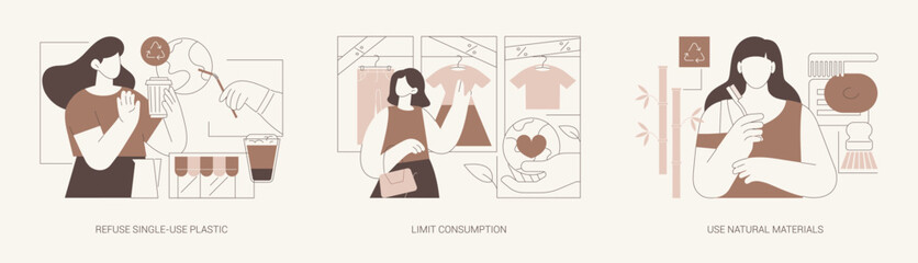 Responsible attitude towards ecology isolated cartoon vector illustrations se