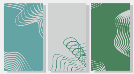 Abstract Spring Wave Backgrounds Set