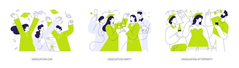 Graduation isolated cartoon vector illustrations se