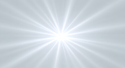 Fototapeta premium Abstract bright white light burst with central radiant rays on minimalist gray background