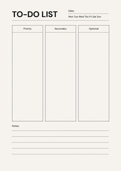 Beige Neutral Simple To-Do List Planner Page A4 Printable  Paper