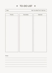 Beige Neutral Simple To-Do List Planner Page A4 Printable  Paper