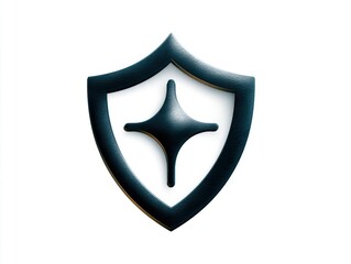 Fototapeta premium Black shield with gold star emblem iconic black shield featuring a prominent gold star symbolizing strength and prestige