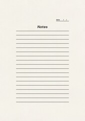 Beige and Grey Simple Minimalist Notes Page A4 Document printable