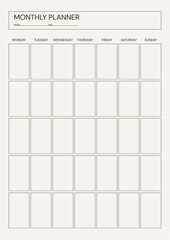 Beige Clear Simple Monthly Planner Page A4 Document printable page