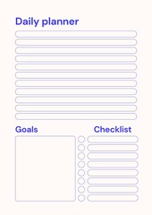 Blue and Cream Simple Minimalist Daily Planner Page A4 Document  - 1