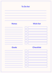 Blue and Cream Simple Minimalist Daily Planner Page A4 Document printable paper
