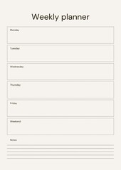 Neutral Simple Weekly Planner Page A4 Document - 1