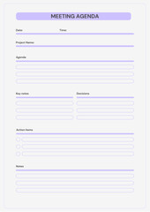 Simple Minimalist Meeting Agenda Page for printable document