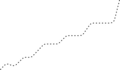 Arrow path line chart formed by curve changes with directional arrows.