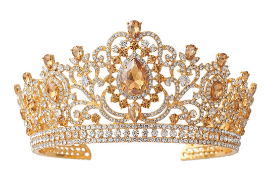 Luxurious gold and diamond tiara on black background for royalty and elegance