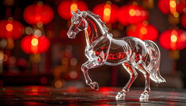 Glass horse figurin on a table