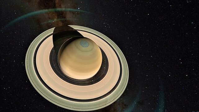 Saturn&rsquo;s ring system is composed of ice and rock particles forming distinct rings with gaps and divisions.