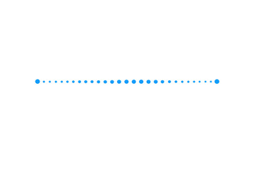 Fototapeta premium Horizontal series of blue dots creating a progress bar or loading indicator on transparent background