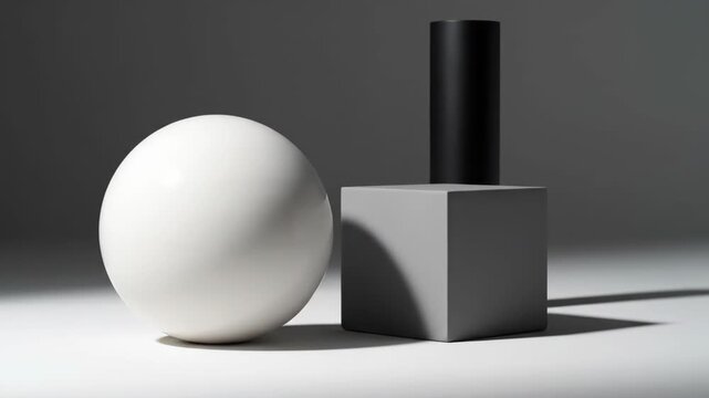 Minimalist Composition With Geometric Shapes and a Cylindrical Object.