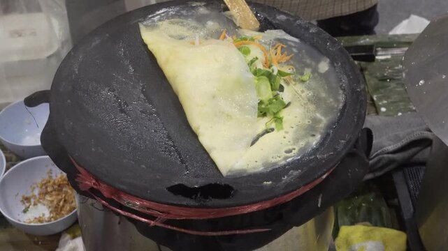 thai omlette street food preparation Thailand Bangkok
