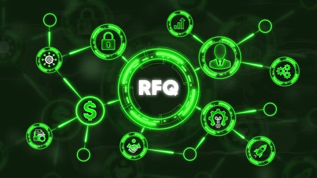RFQ Diagram: Visual representation of RFQ concept, illustrating connections between financial elements, security, and project initiation. An abstract diagram.