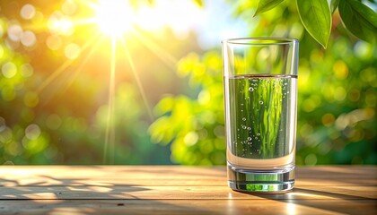 水が入ったグラス　真夏の背景のイメージ画像