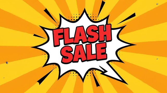 Flash Sale Comic Pop Art Animation on Yellow Background