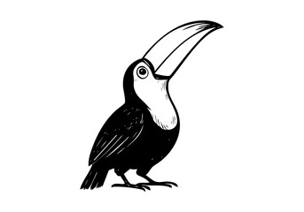 Fototapeta premium Toucan hand drawn simple sketch vector illustration