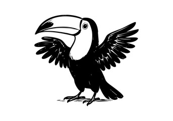 Fototapeta premium Toucan hand drawn simple sketch vector illustration