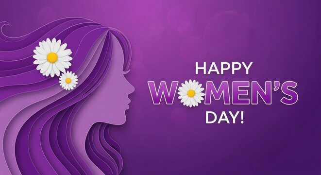 A papercut silhouette of a woman with flowers for women s day
