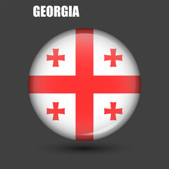 Obraz premium The national flag of Georgia is round.Vector.A round 3d flag icon with high detail.A spherical illustration of the flag.