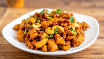 Delicious Chicken Stir Fry with Cashews and Herbs.
