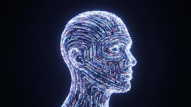 Abstract Digital Human Head Evolution - Futuristic Digital Art Displaying Facial Forms