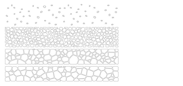 Landscape Architecture CAD Vector Patterns Set. Grass, Water, Stone, Wall, and Texture Elements