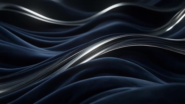 Dynamic Dark Fluid Waves with Reflective Accents